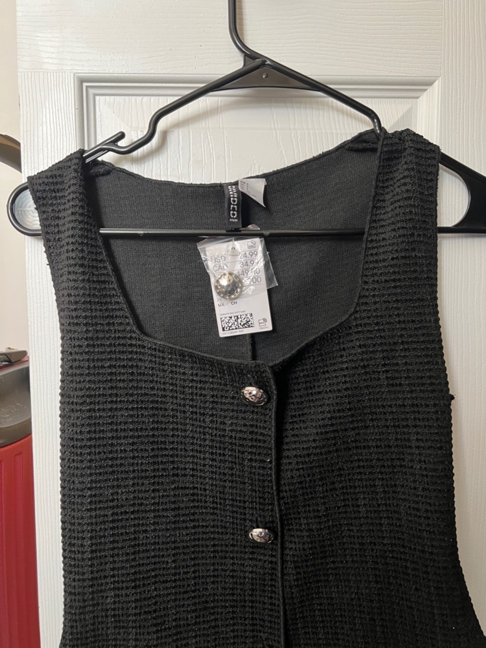 H&M Black Knit Button Front Tank Top